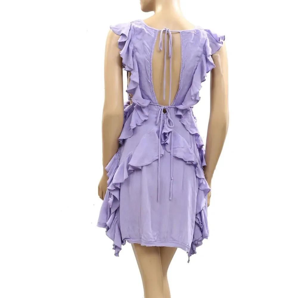 Free People Free-est More Is More Mini Dress Ruffle Cutout Lace Beach S 288377